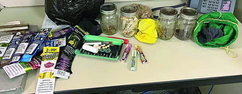 Shown above are the narcotics and drug paraphernalia found after a traffic stop near Schulenburg.