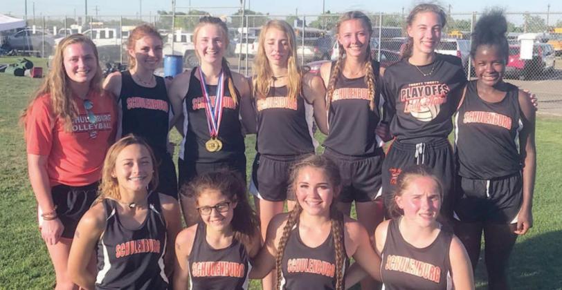LADY HORN REGIONAL COMPETITORS – (front, from left) Rilee Sanchez, Emily Pesl, Lily Toro, Haylie Goode; (back, from left) Regan Lux, Olivia Cernosek, Taylor Limbaugh, Kloe Kutac, Madison Brooks, Meredith Magliolo, and Jessalyn Gipson.