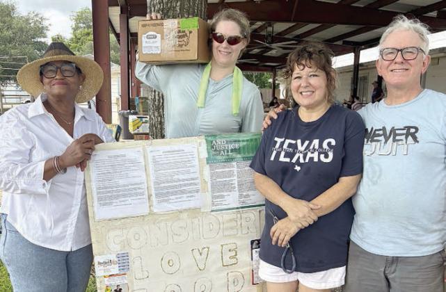 Consider Love Food Pantry – (from left) Jacqueline Figg, NVCW, with Jennifer Crisp (holding box), Cindi and Jeff Templeton of Consider Love Food Pantry in Weimar.