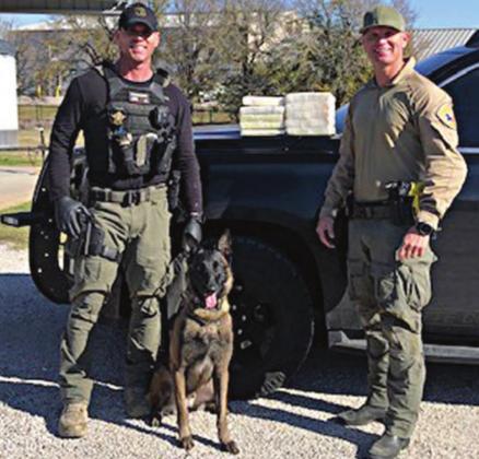 Sgt. Randy Thumann, his K-9 partner Kolt and Investigator David Smith located 10 kilos of cocaine worth about $1 million during a traffic stop on Interstate 10 near Flatonia on Tuesday, Dec. 15.