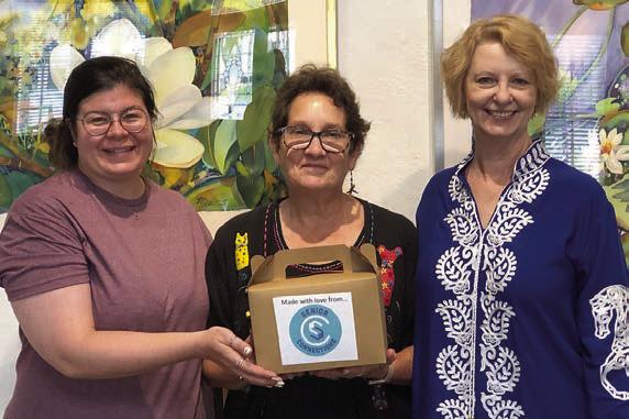 Baked goods from the center were delivered to Arts for Rural Texas. Shown are (from left) Tory Farley, Stephanie Shroyer-Senior Connections program director and Sandra Bourne.