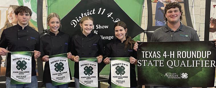 Shaker Bakers – (from left) Kandon Kaspar, Hailey Janish, Scotti Beseda, MacKayla Griffin and District 11 4-H Council officer Logan Poncik. The team won first in the Senior Division appetizer category and advances to the Texas 4-H Roundup.