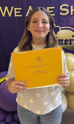 First-place winner Lilah Sykora-Cutchen of Shiner ISD, whose father is Ian Cutchen
