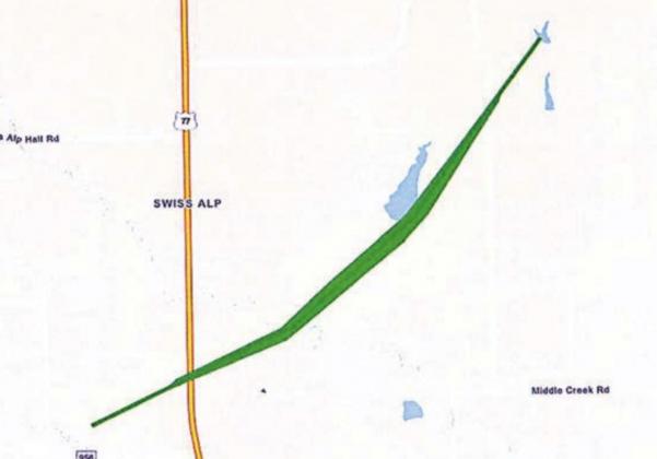 The green line above shows the path of the Swiss Alp tornado on May 18.