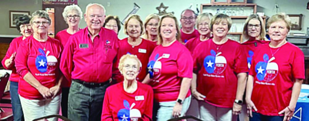 Special guest at the meeting was Joe Ramirez, TRTA District 13 president. Shown are (from left) Jeanne Wetjen, Kathy Migl, Peggy Halamicek, Ramirez, Sue Taylor, Karen Fitch-seated, Linda Oltman, Esther Hartman, Lisa Slinkard, Bill Wagner, Chris Morrison, Terri Wagner, Mary K Siefert and Marian Tajchman.