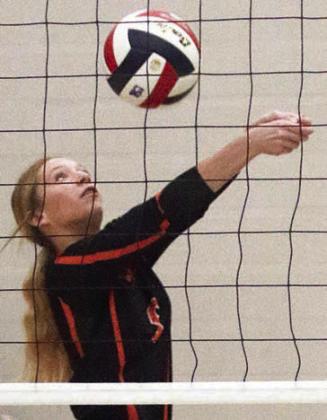 Michaela Kollmann in the first game. Sticker Photo By Darrell Vyvjala