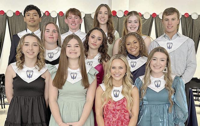 SHS NHS SENIORS – (front row, from left) Presley Sommer, Riley Zapalac, Annelyse Galipp, Keaton Walker, (middle row) Haylie Goode, Rilee Sanchez, Kieryn Walker, (back row) Nicolas Lopez, Blake Helms, Meredith Magliolo, Larissa Bohlmann and Bryce Stoever.