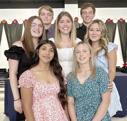 NEW OFFICERS – (front row, from left) Ruby Rodriguez, Avery Helms, (middle row) Haylee Norman, Chayse Deagen, Claire Oeding, (back row) Adam Thompson and Adin Beyer.