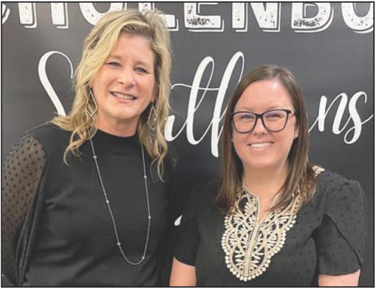 Recognized at Monday’s school board meeting as Schulenburg ISD's employees of the month for March: (from left) Carrie Schulz, elementary; and Megan Zapalac, high school. Not shown: Carol Hargadine, junior high; and Jamie Wagner, districtwide. Sticker Photo By Darrell Vyvjala