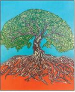 5x7 mixed media by Charlene Tobola – Large Oak Tree
