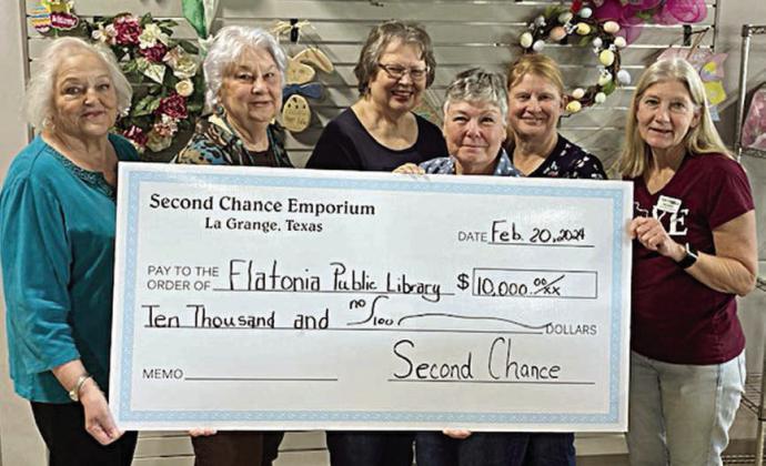 Second Chance gives $10,000 to Flatonia Public Library