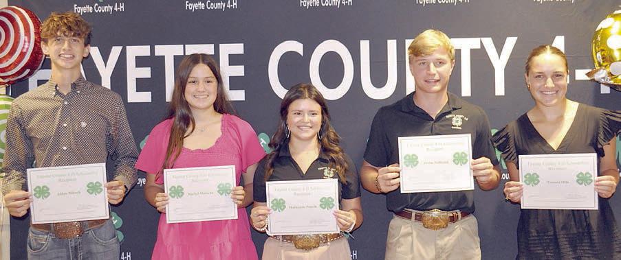 Fayette County 4-H SCHolarSHiP – (from left) recipients Aidan Miksch, Rachel Matocha, Mackenzie Poncik, Austin Nedbalek and Tamara Otto.