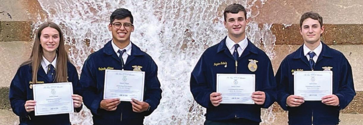 Lone Star Degree RecipIents – (from left) Jordan Sommer, Orlando Adame, Hayden Schulz, Caleb Jochen, (not shown) Blane Warnken, Blake Meyer and Kloe Kutac. This is the highest degree a member can receive from the Texas FFA.