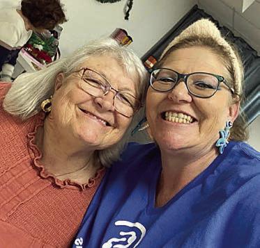 Contagious smiles – Deannie Crimm (right) of Schulenburg Family Fitness always has a contagious smile on her face when she comes to call bingo at Senior Connections. Lillian Vanicek (left) has the same effect on members too!