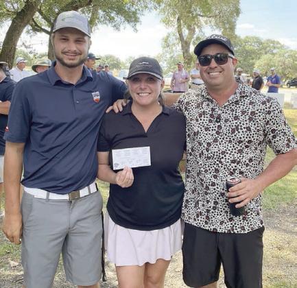 First Flight, Second Place (13 under par / 59) – (from left) Chase Gindler, Jamie Montgomery, and Andy Montgomery. Not shown: John Bell. Sticker Photo By Darrell Vyvjala