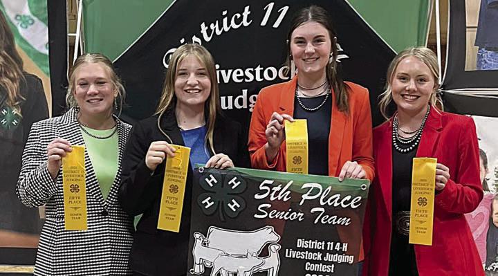 5th Place Senior Team – (from left) Haley Schramek, Kyrroll Prihoda, Madyson Holub and Keeley Warnken. All four are Schulenburg 4-H members.