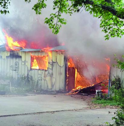 Metal structure burns near Round top