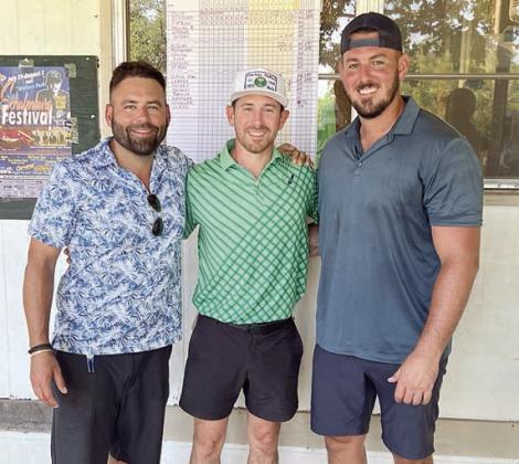 Third Flight, 1st Place (4 under par / 68) – (from left) Shay Ulrich, Chris Kaminski, and Wade Konvicka. Not shown: Beau Daniels.
