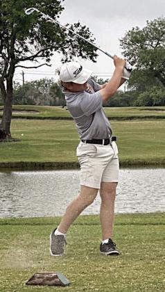 Brycen Schramek follows through on a tee shot on a par-3 at Lozano Golf Course.