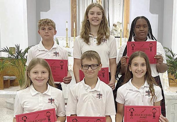 5th Grade Accelerated Readers – (front row, from left) Brylee Stoever, Andrew Besetzny, Brielle Goedrich, (back row) Jack Schiffli, Catherine Hooper and Jade Williams.
