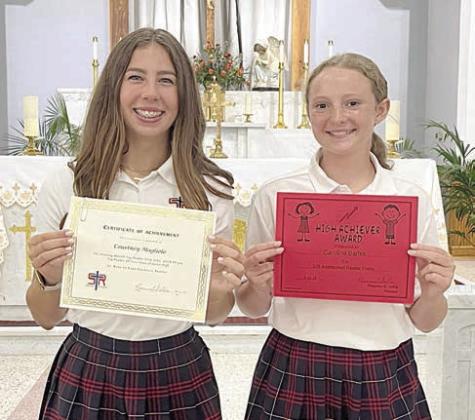 8th Grade Accelerated Readers – (from left)Courtney Magliolo and Caroline Bartek. Courtney Magliolo is also the overall top reader for this school year and she has attained this achievement during all her years of junior high.