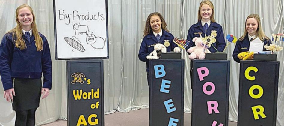 FROM THE DEC. 17 ISSUE – The presentation of Schulenburg FFA’s Ag Advocacy team won first place in the state FFA competition. Team members were (from left) Regan Lux, Kieryn Adams, Taylor Limbaugh, and Annelyse Galipp.