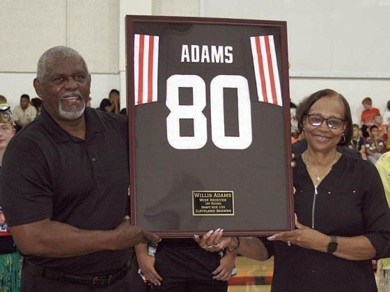 Willis Adams honored at pep rally