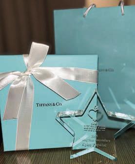 Rising Star plaque given to Kylee Zapalac with Tiffany &amp; Co. packaging.