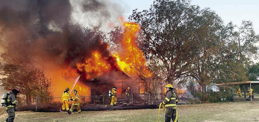 Fully engulfed in flames was a house located on FM 389 near Goebel Road. Photo Courtesy of Fayette County Sheriff's Office