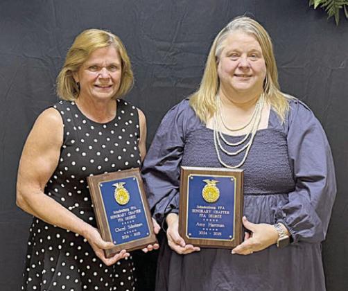 Honorary Chapter FFA Degree – (from left) Cheryl Schulman and Amy Hartman.