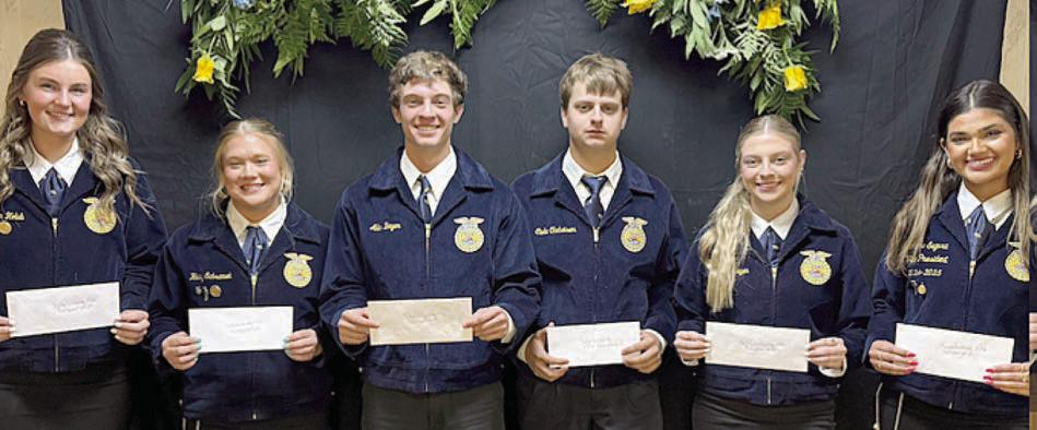 Schulenburg FFA Scholarship – (from left) recipients Madyson Holub, Haley Schramek, Adin Beyer, Cade Ohnheiser, Kaylee Beyer and Klare Segura.