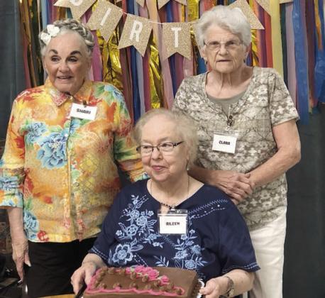 June birthday honorees included (from left) Shari Brady, Aileen Kasper and Clara Christ.