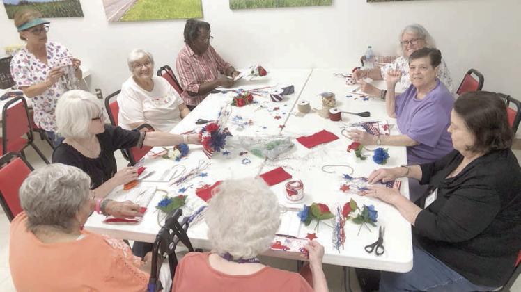For AN art &amp; CRAFTS class led by Martha Beckmann, Senior Connections had a full house, including (counterclockwise, starting at the back left of the table) Deborah Jones, Cynthia Meyer, Martha Beckmann, Kim Penland, Irene Janda, Jeanette Strait, Faye Smith, Julie Hill and Cherry Wilson.