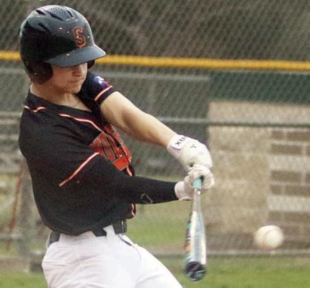 Emerson Harvey drives in Reid Janda for the first run of the game in the bottom of the first inning.