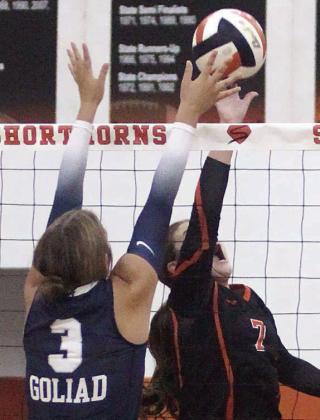 Landry Zapalac battles to tip a ball past a Tigerette. Sticker Photo By Darrell Vyvjala