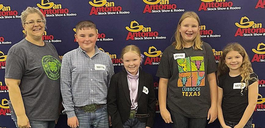 The Fayette County 4-H team of (from left) coach Jennifer Miksch and team members Abraham McBride, Abigale McBride, Zoey Krenek and Catelyn Bosl competed in the San Antonio Livestock Show &amp;amp; Rodeo Dairy Judging Contest on Thursday, Feb. 6. Abraham McBride, Abigale McBride and Zoey Krenek belong to the Schulenburg 4-H, and Catelyn Bosl is a member of the Flatonia 4-H.
