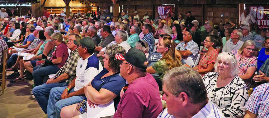 Over 400 pack Freyburg Hall this past Sunday for the presentation opposing a proposed wind farm project in Fayette County. Photo By Melanie Berger / Courtesy of Flatonia Argus