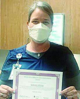 Sarah Muir , RN, March 2022 St. Mark’s HeRO Award