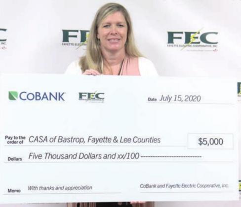 CASA OF BASTROP, FAYETTE & LEE COUNTIES, represented by executive director Kristi Glasper, received a $5,000 grant from FEC and CoBank.