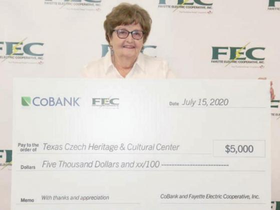 TEXAS CZECH HERITAGE & CULTURAL CENTER, represented by board president Retta Chandler, was awarded a $5,000 grant by FEC and CoBank.