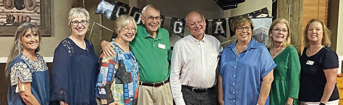 2024-25 officers of the Fayette County Retired Teachers’ Association were installed at the June 10 meeting. Shown are (from left) Melanie Mica, District 13 vice president; Peggy Halamicek, co-first vice president; Chris Morrison, treasurer; guests Gene Stokes and Joe Ramirez, District 13 officers; Terri Wagner, co-first vice president; Esther Hartman, secretary; and Lisa Slinkard, president.