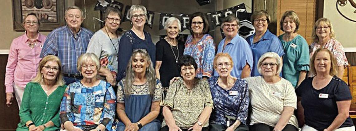 Fayette County Retired Teachers’ Association members shown at the June 10 meeting are (front row, from left) Esther Hartman, Chris Morrison, Melanie Mica, Jeanne Wetjen, Karen Fitch, Joan Miertschin, Lisa Slinkard, (back row) Kim Joost, Rick West, Carolyn West, Peggy Halamicek, Carole Streiff, Debbie Morrill, Kathy Migl, Terri Wagner, Kathleen Svatek and Karen Novak