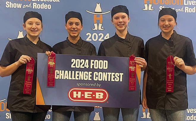 2nd Plac e – In the junior side dish category, 2nd place was won by the team of (from left) Reagan Williams, Bree Dooley, Madison Markwardt and Rebekah Sacks, all members of the Round Top-Carmine 4-H.