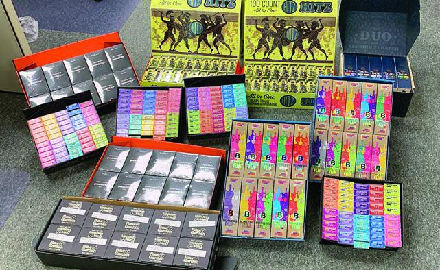 Hundreds of assort ed THC vape pens were confiscated during the traffic stop on Highway 71 on Wednesday, May 27.