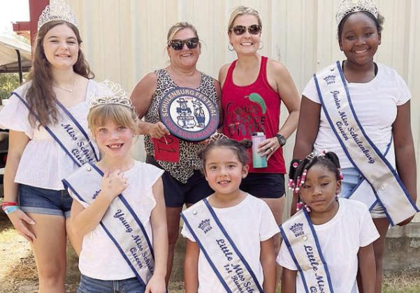 CASI chili showmanship 1st Place – “Spice, Spice Baby” of Schulenburg, represented by (back, center) Denise McBride and Bobbie Rainosek. Also shown presenting the award are Miss Schulenburg and her court. 2nd Place – “Beer 30 Cookers” of Schulenburg. 3rd Place – “ Pirate Chili” of Houston. Sticker Photo By Brandt Vyvjala JACKPOT BLOODY MARY CONTEST