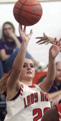 Miranda Bonner hits a jumper in the first quarter. Sticker Photo By Darrell Vyvjala