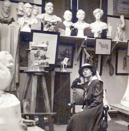 WALDINE TAUCH in her studio. Miss Tauch, a Schulenburg native, received commissions for over 50 major sculptures during her lifetime (1892-1986).