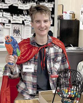 Jaime Janda, Irene Janda’s granddaughter, wears the hero cape! She swooped in to save the bingo game once again in Schulenburg. Armed with a Nerf gun, she is ready to silence the loud and rowdy players so she can hear members call out when they win.