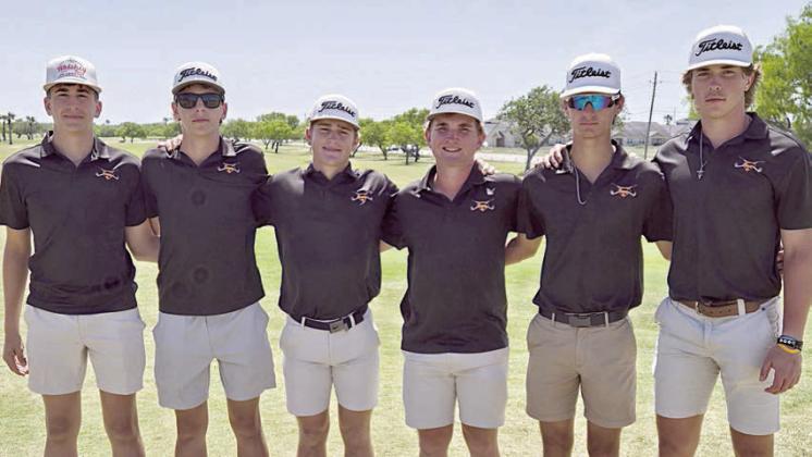Members of the Shorthorn golf team, shown above at the regional golf tournament, are: (from left) Koi Prihoda, Van Prihoda, Reid Janda, Brycen Schramek, Brant Redman, and Jayse Janda.
