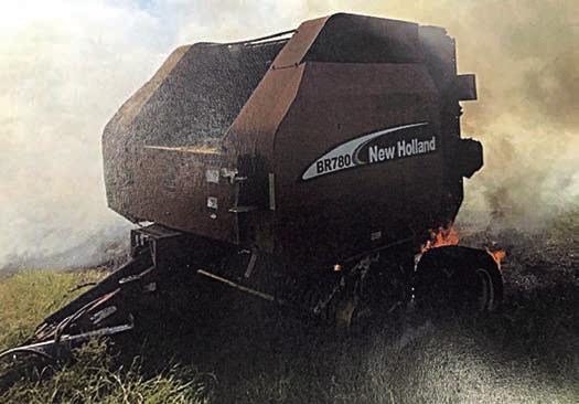 Three volunteer fire departments responded to a fire in the Fayetteville area that included a hay baler, round bales and a hay field. Photo Courtesy of Fayette County Sheriff’s Office